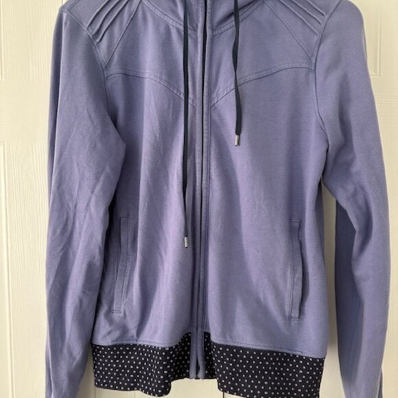 Lululemon hoodie, purple with navy polka dot trim, size 10 - Picture 2 of 5